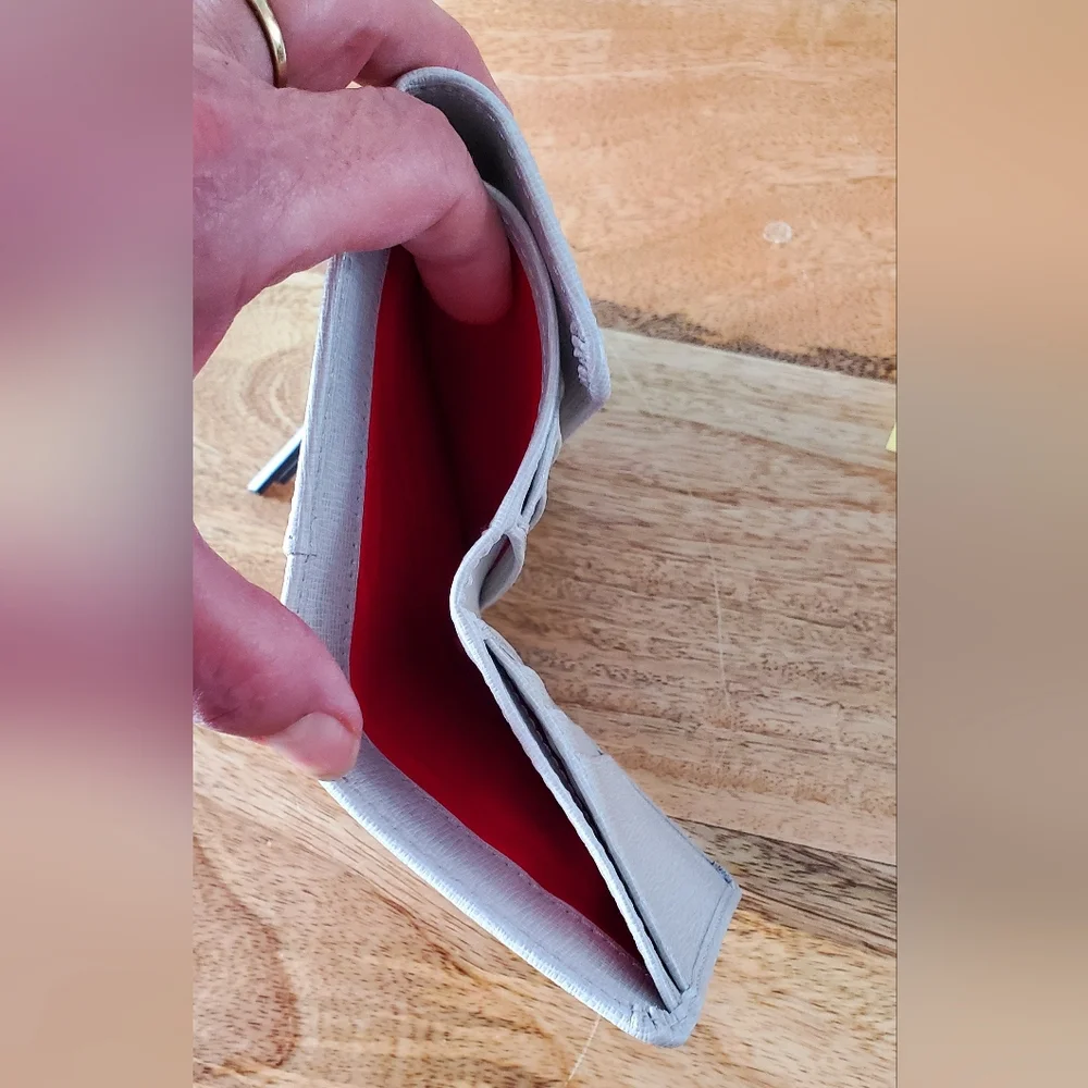 New Dooney & Bourke Saffiano Leather Flap Wallet ECRU (light gray) - Picture 4 of 8